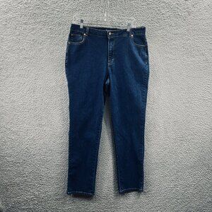 Woman‎ Within Womens Jeans 14W Blue Mid-Rise Zip Front Pants Stretch Pockets